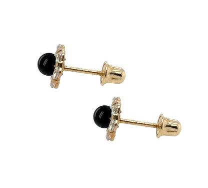 14k Yellow Gold Onyx Stud Earrings/ Screw Back