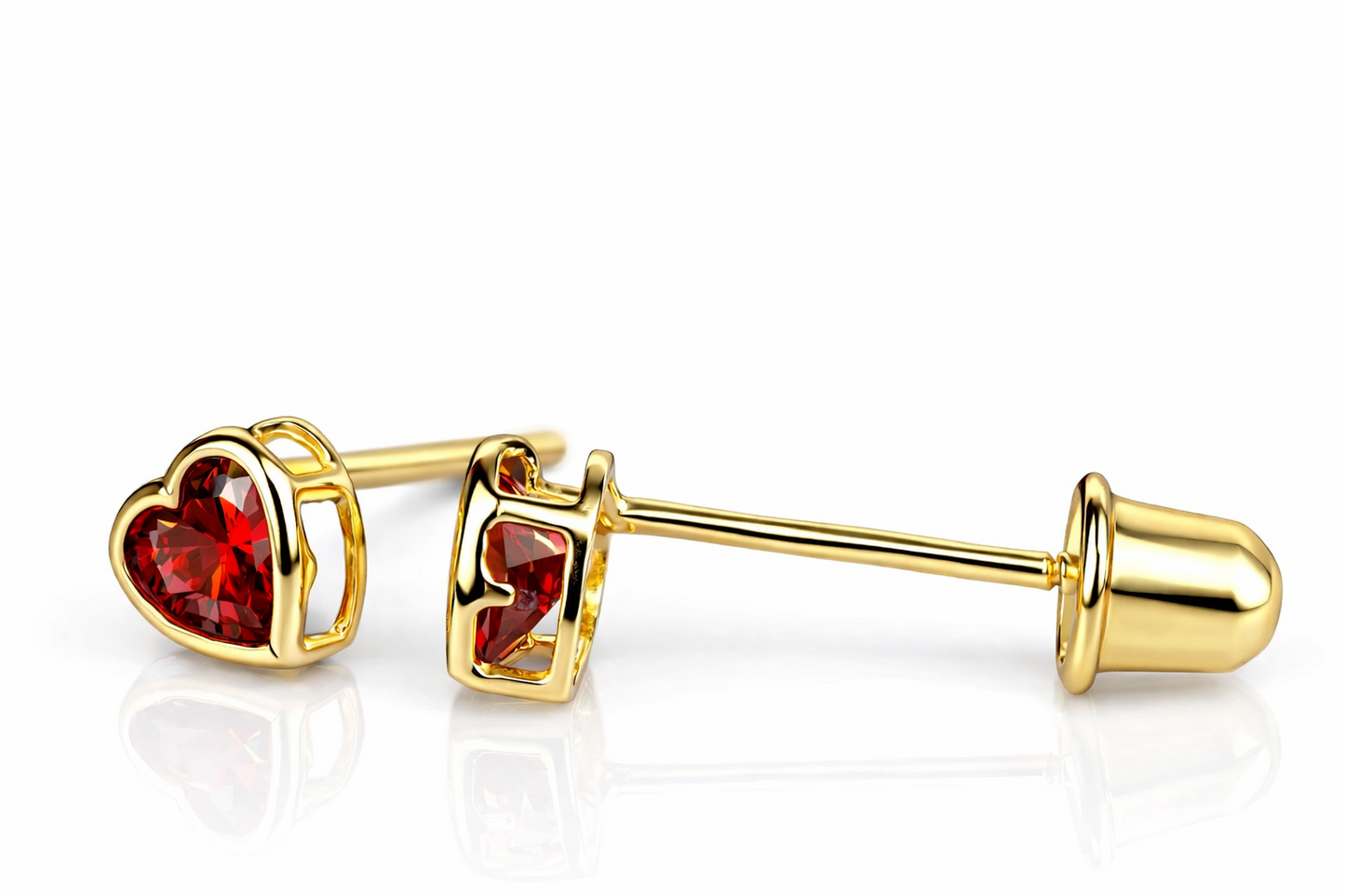 14K Yellow Gold Heart Shaped 3mm x 3mm Stud Earrings for Women