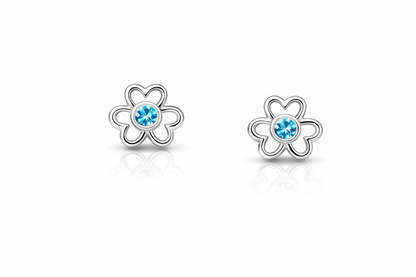 14k Yellow/White Flower Studs Earrings Screwback