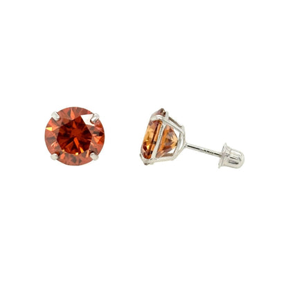 14K Gold GRA Certified D-VVS1 Round Orange Moissanite Screw Back Studs Earrings