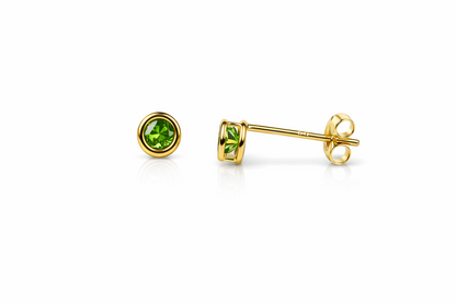 14K Round Bezel Set Yellow Gold 3mm Birthstone Earrings 3MM
