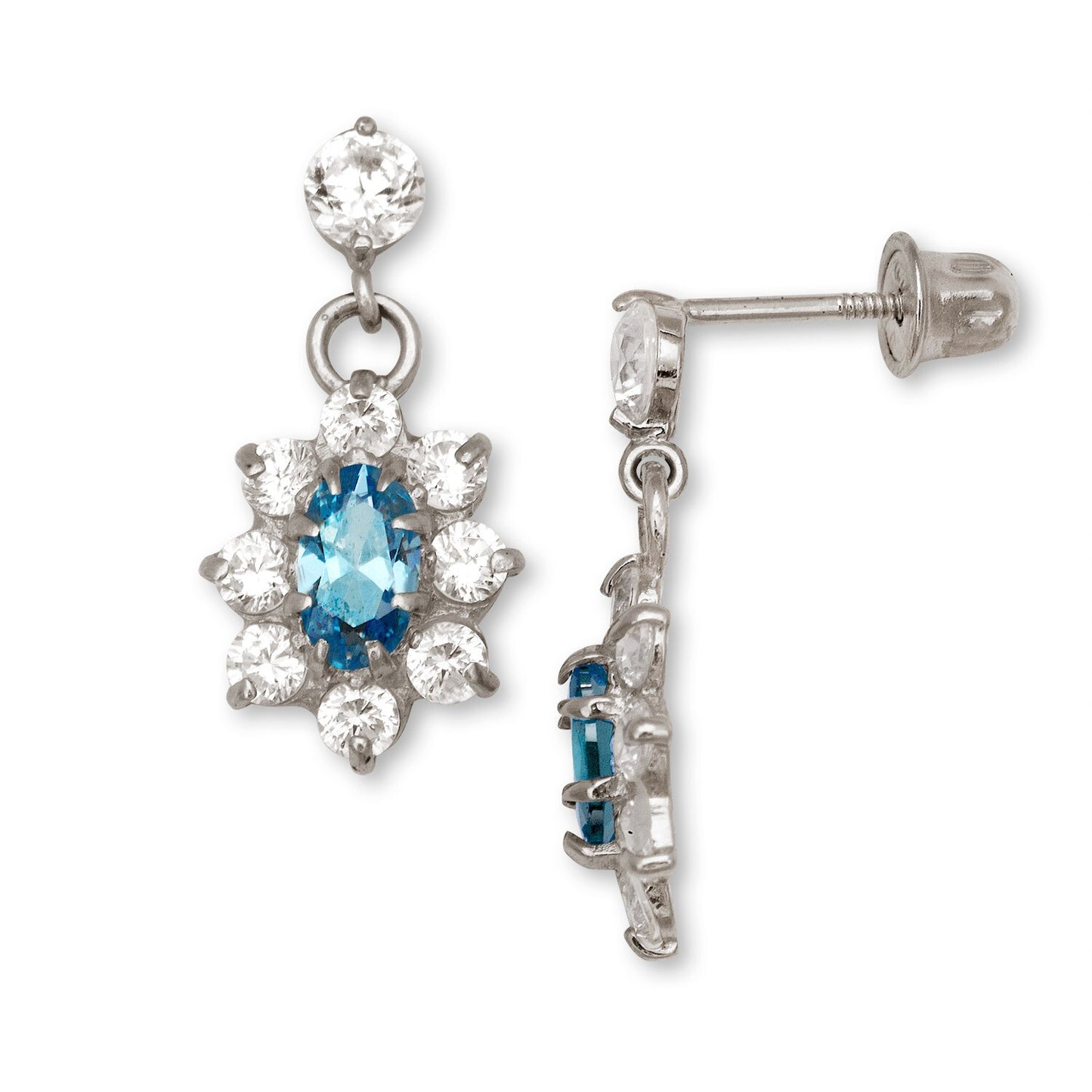 14K Yellow & White Gold Dangle Flower Shape Earrings for Women