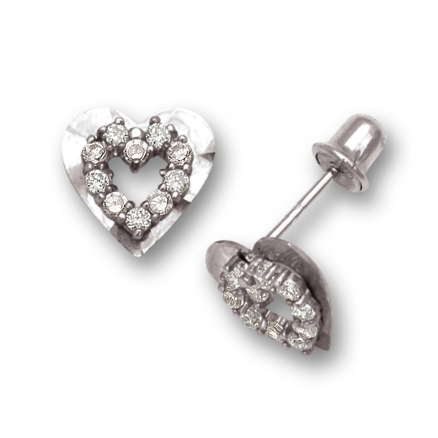 14K Yellow & White Gold Heart Shape Cubic Zirconia Earrings for Women