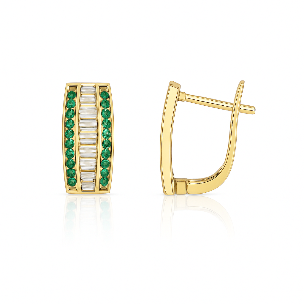 14k Yellow Gold CZ Beautiful Leverback Earrings for Women