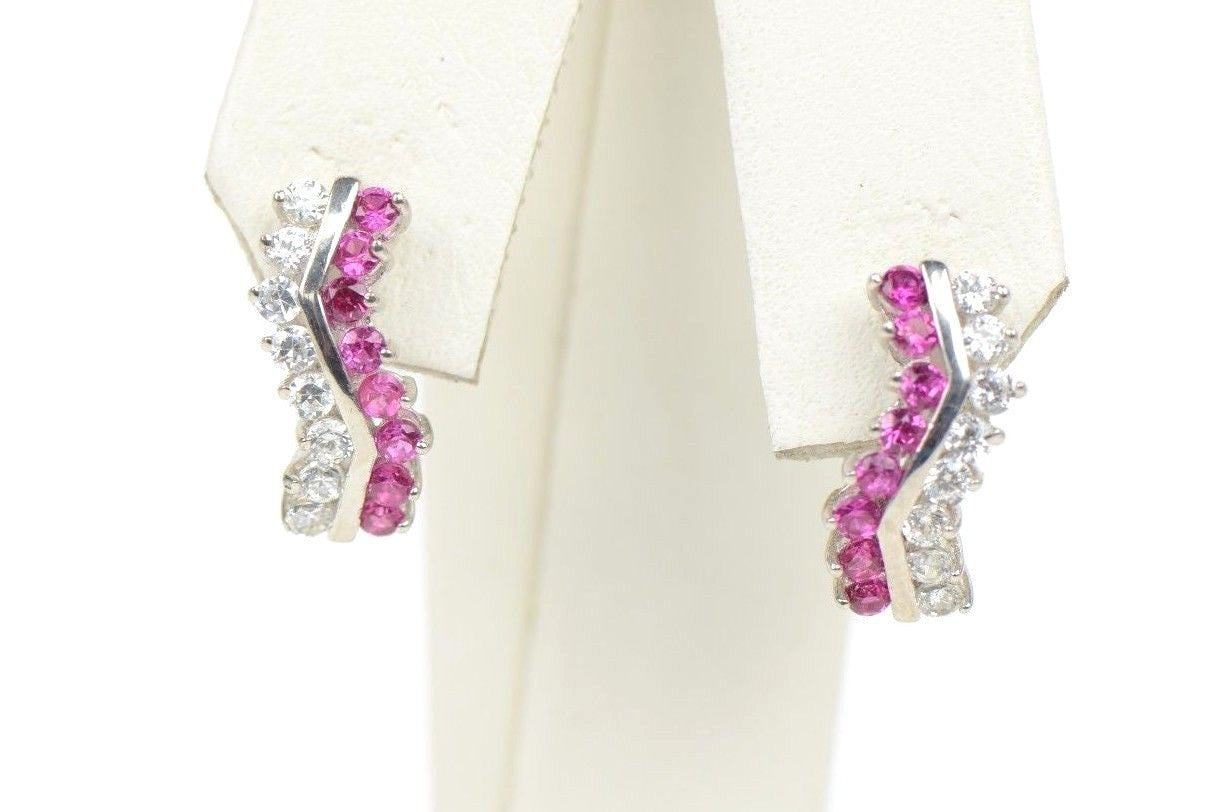 CZ Channel Set Sterling Silver Dangling Birthstone Leeverback Earring