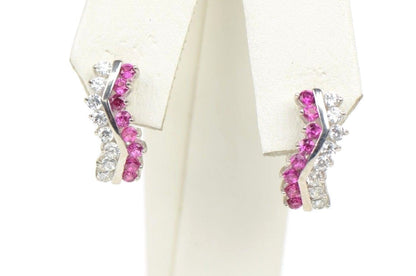 CZ Channel Set Sterling Silver Dangling Birthstone Leeverback Earring