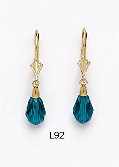14k Yellow Gold Tear Drop Dangle leverback Earrings
