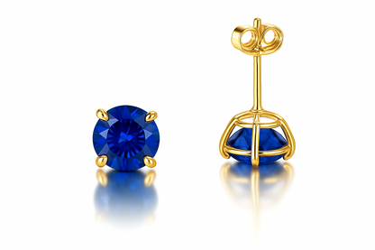 14K Yellow Gold 6mm Round Birthstone CZ Push Back Earrings for Women