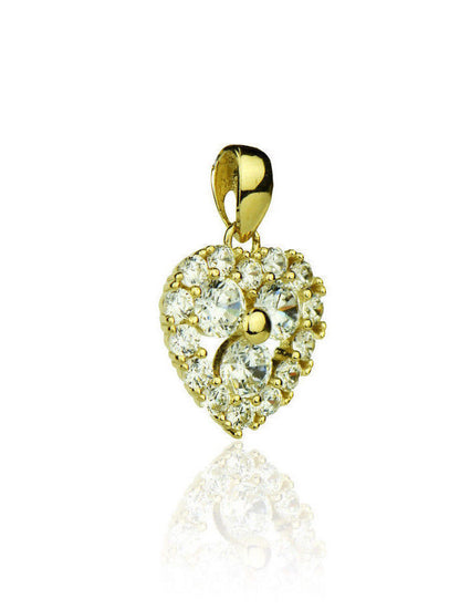 14k Yellow  Gold Cz Heart Pendant