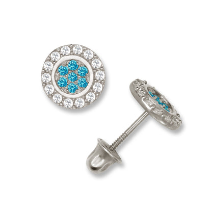 14K Yellow & White Gold Round Shaped Beutiful Screw Back Stud Earrings for Women
