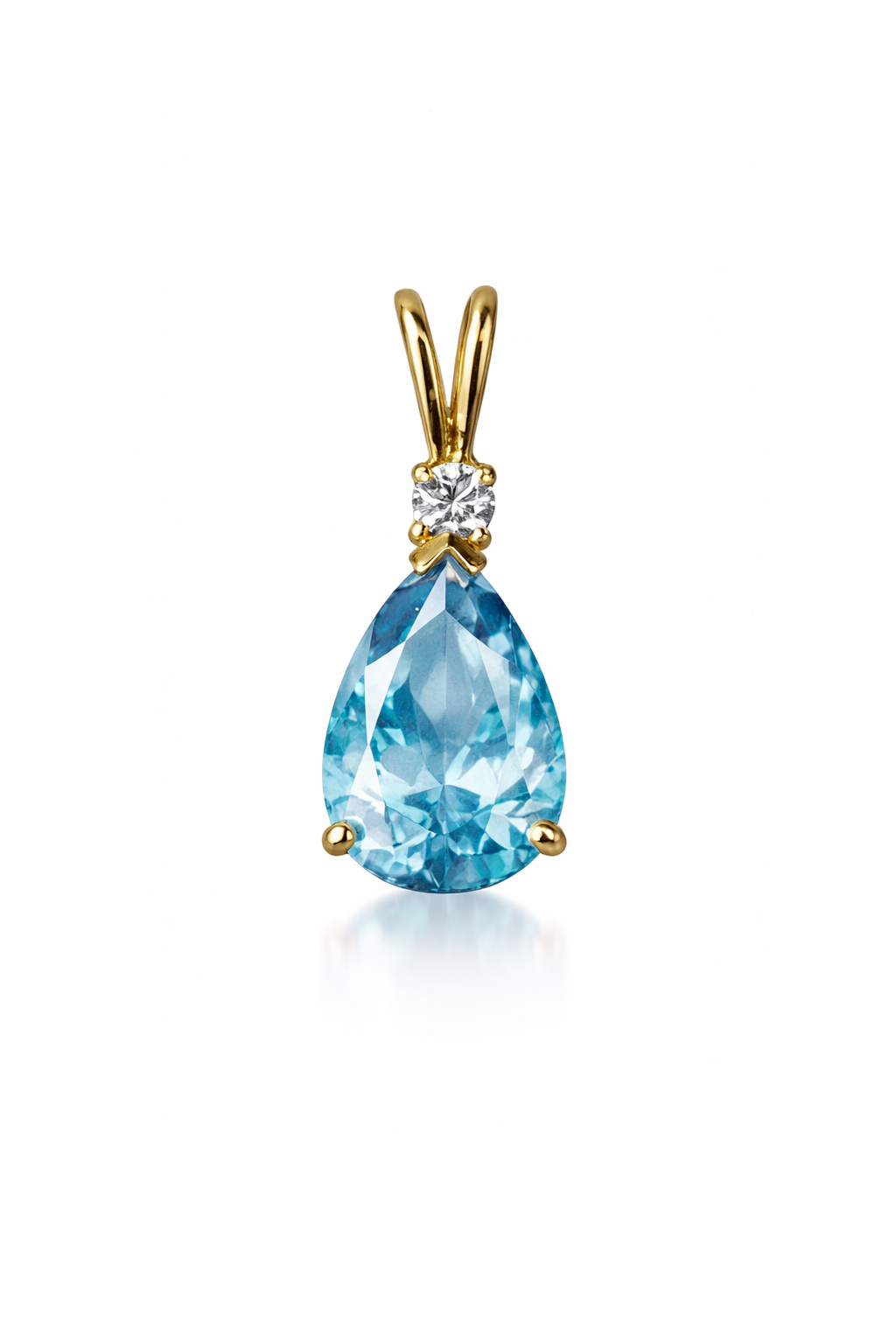 14k Yellow Gold Pear CZ Birthstone Pendant