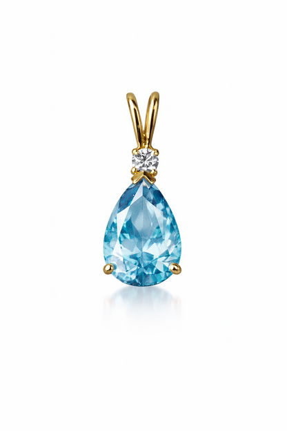 14k Yellow Gold Pear CZ Birthstone Pendant