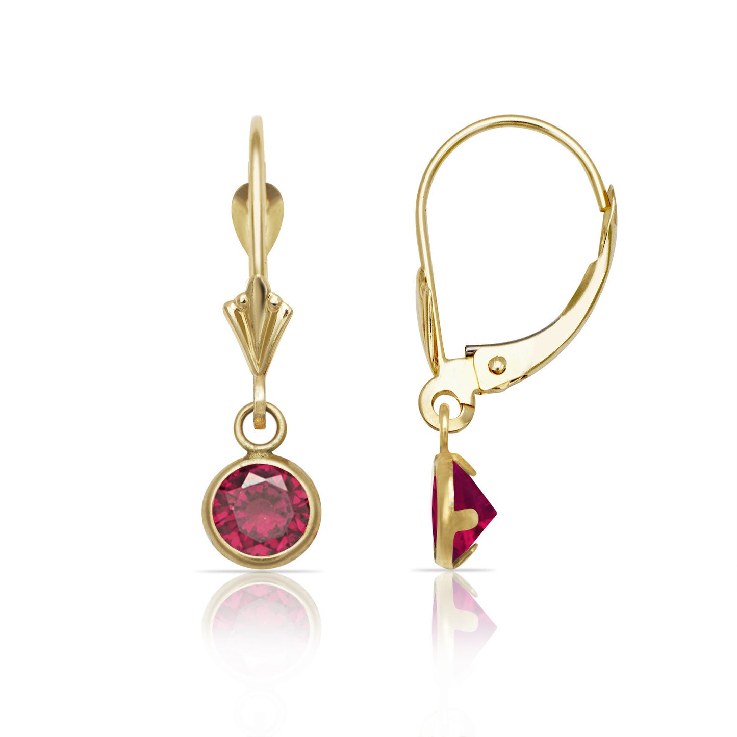 14k Yellow Gold CZ Leverback Earrings
