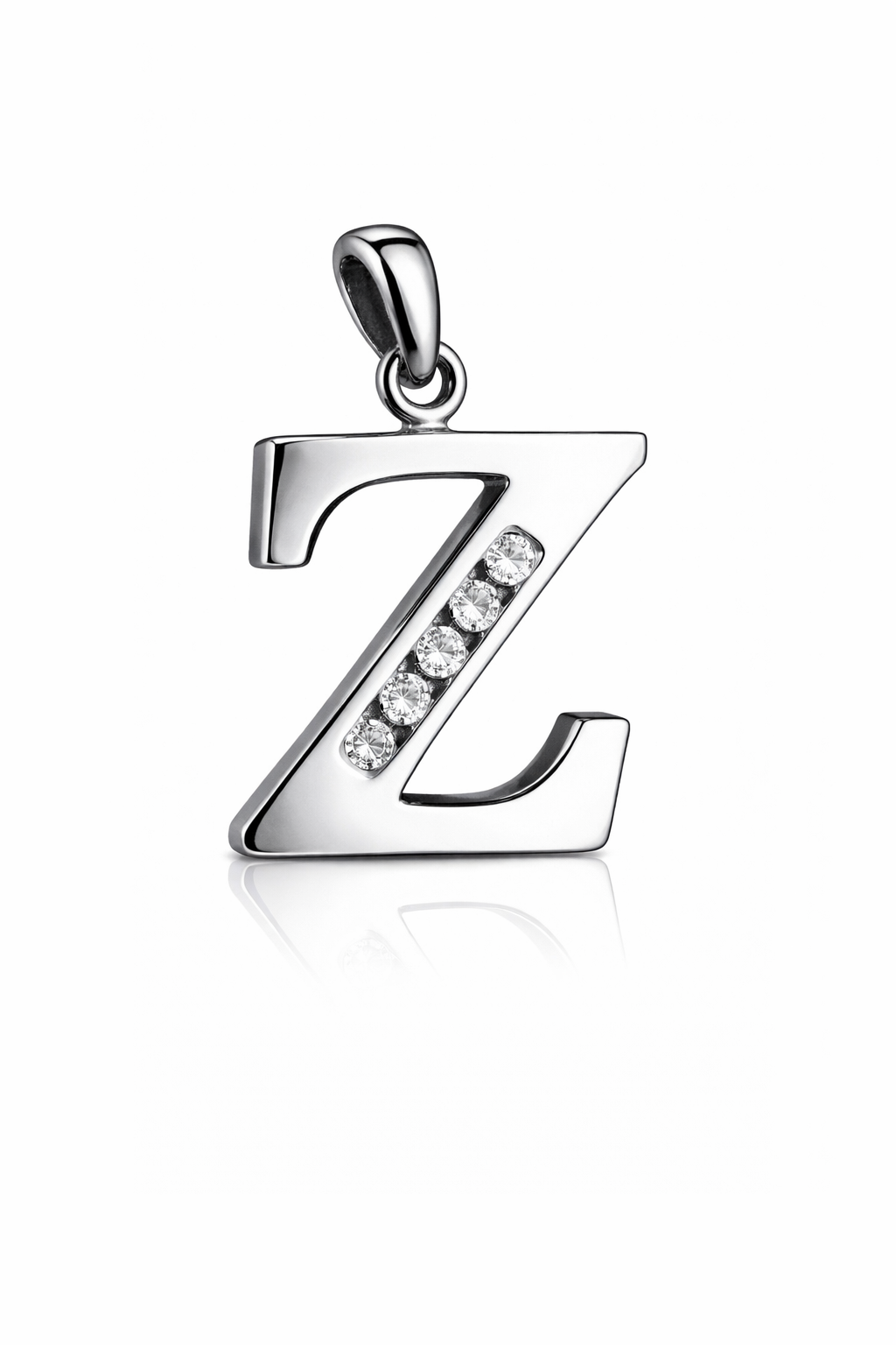 925 Sterling Silver Initial Letter CZ Pendant