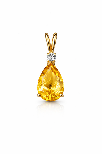 14k Yellow Gold Pear CZ Birthstone Pendant