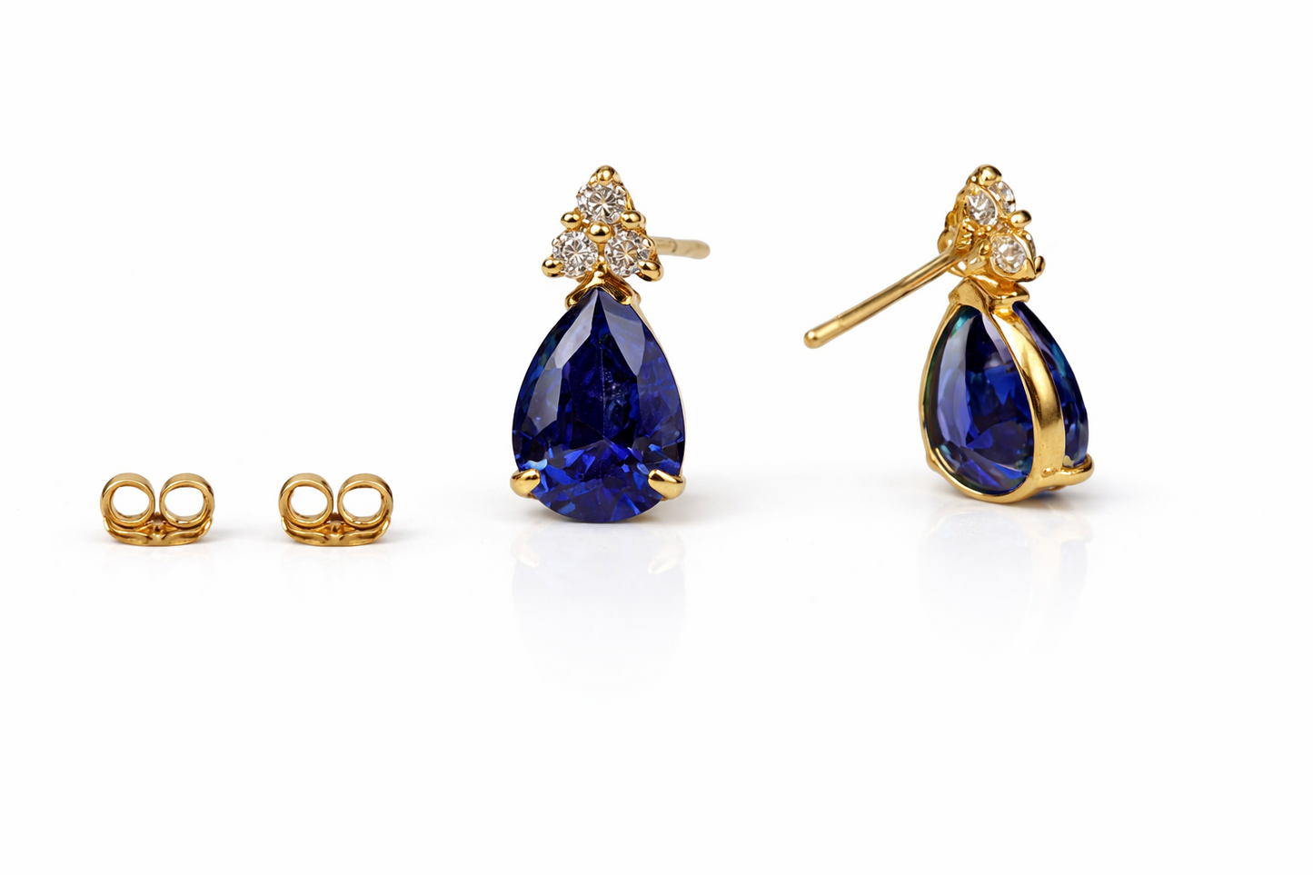 14k Yellow Gold Pear Shape Stud Earrings