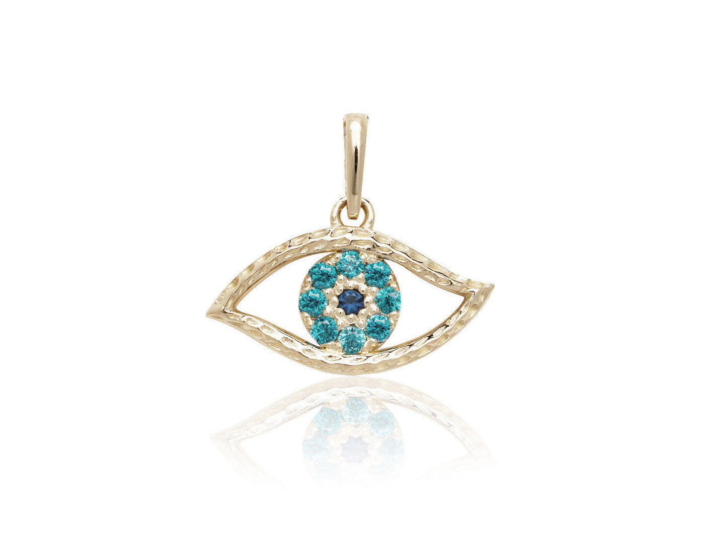 14k Yellow or White Gold Cz Evel Eye Pendant
