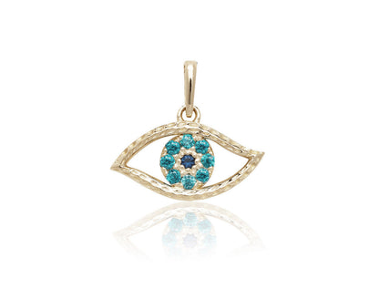 14k Yellow or White Gold Cz Evel Eye Pendant