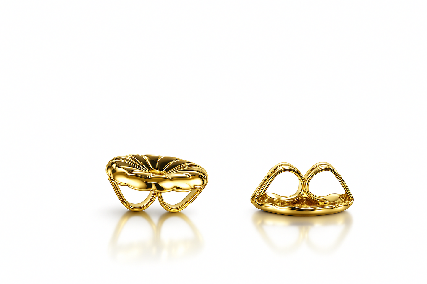 14K White & Yellow Solid Gold Earring Back Butterfly 1 Pair