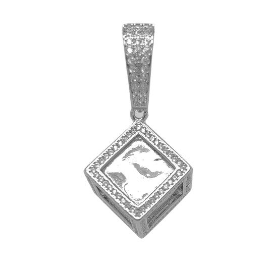 925 Sterling Silver CUBE Charm Pendant