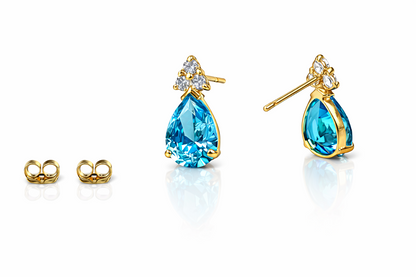 14k Yellow Gold Pear Shape Stud Earrings