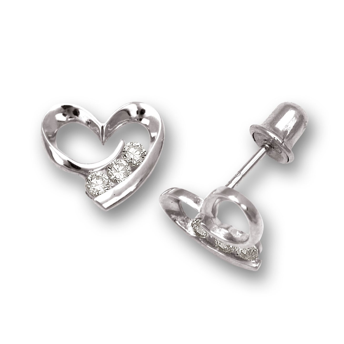 14K Yellow & White Gold Heart Shaped Stud for Women