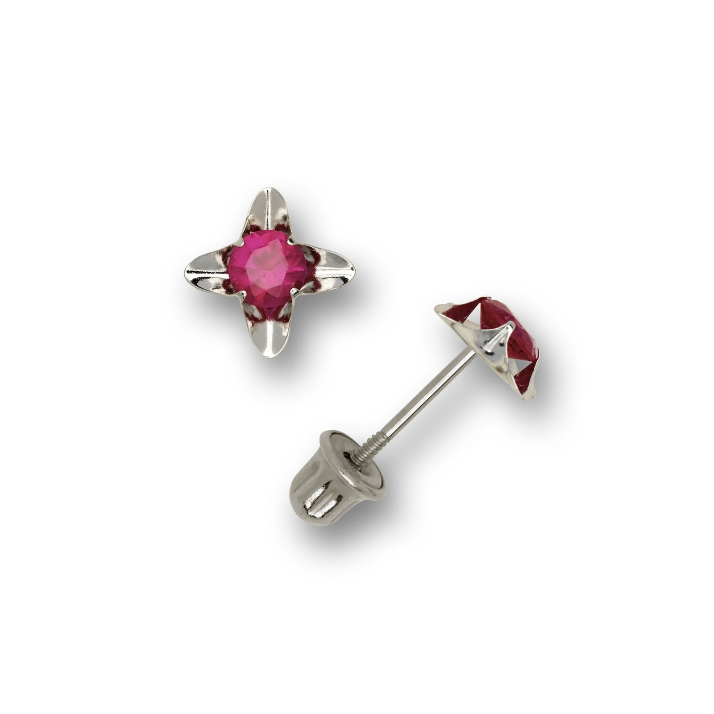 14k Yellow and White Gold Cz Stud Earrings