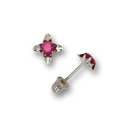 14k Yellow and White Gold Cz Stud Earrings