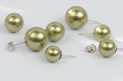 925 Sterling Silver Classic Pearls push back Stud Earrings for Women