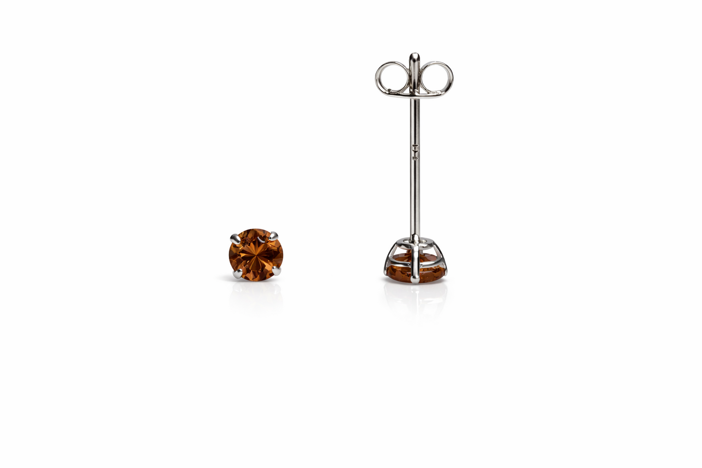 14K White Gold 3mm Round Birthstone Stud Earrings with Push back
