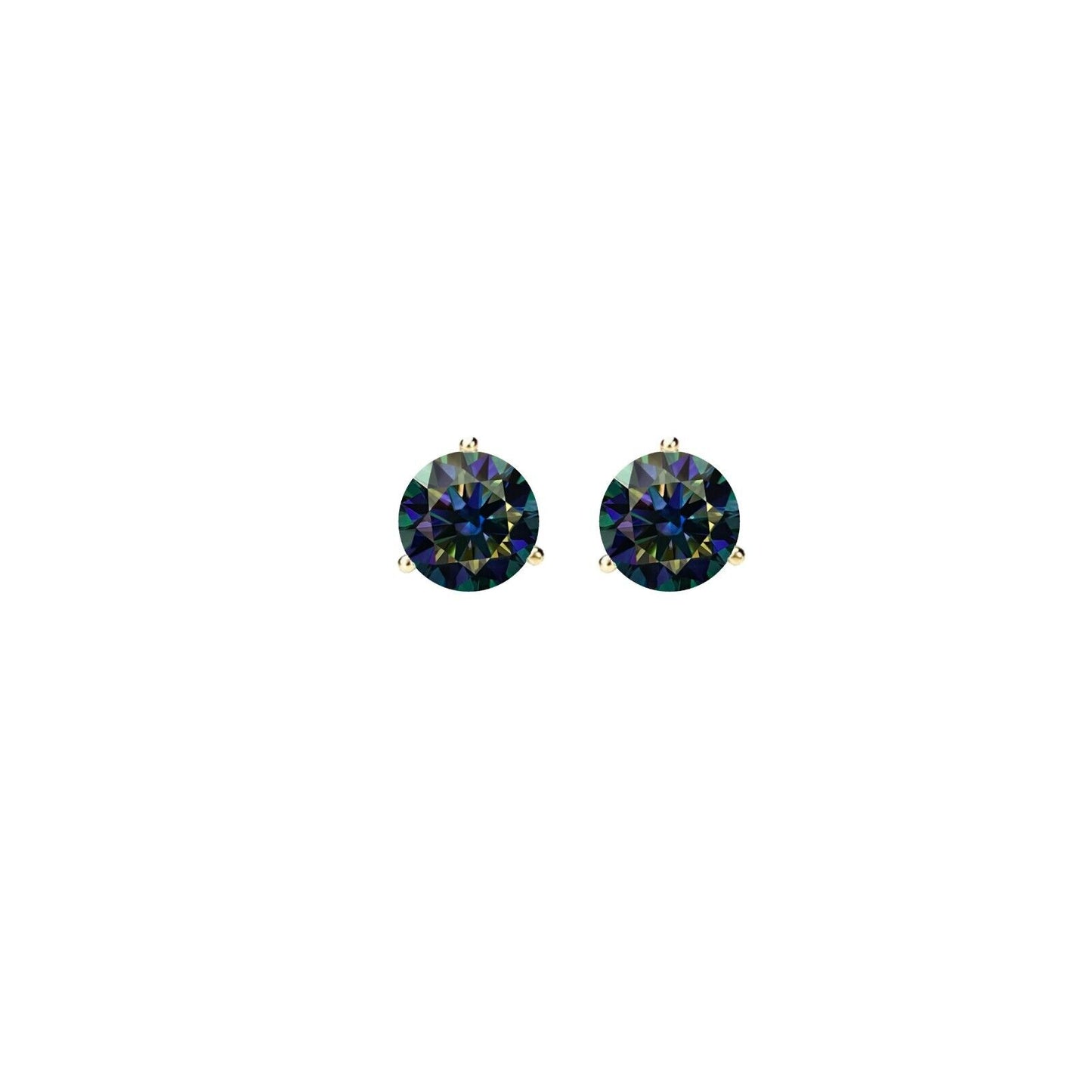 14K Gold GRA CertifiedD-VVS1 Rainbow Blue Moissanite ScrewBack Stud Earrings