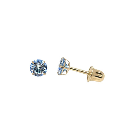 14K Gold GRA Certified D-VVS1 Ocean Blue Moissanite Screw Back Studs Earrings