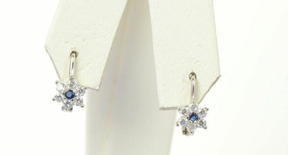 Cubic Zirconia CZ 925 Sterling Silver Dangling Birthstone Flower Earrings