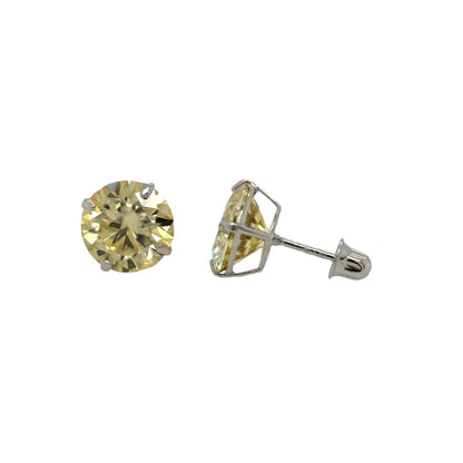 14K Gold GRA Certified D-VVS1 Lemon Yellow Moissanite Screw Back Studs Earrings