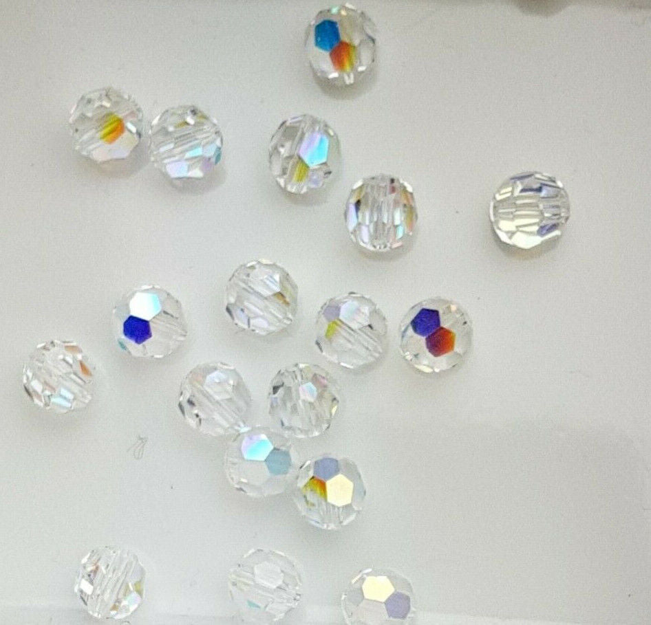 12 x Made with SWAROVSKI 5000 CRYSTAL AB 6mm Round Faceted BEAD