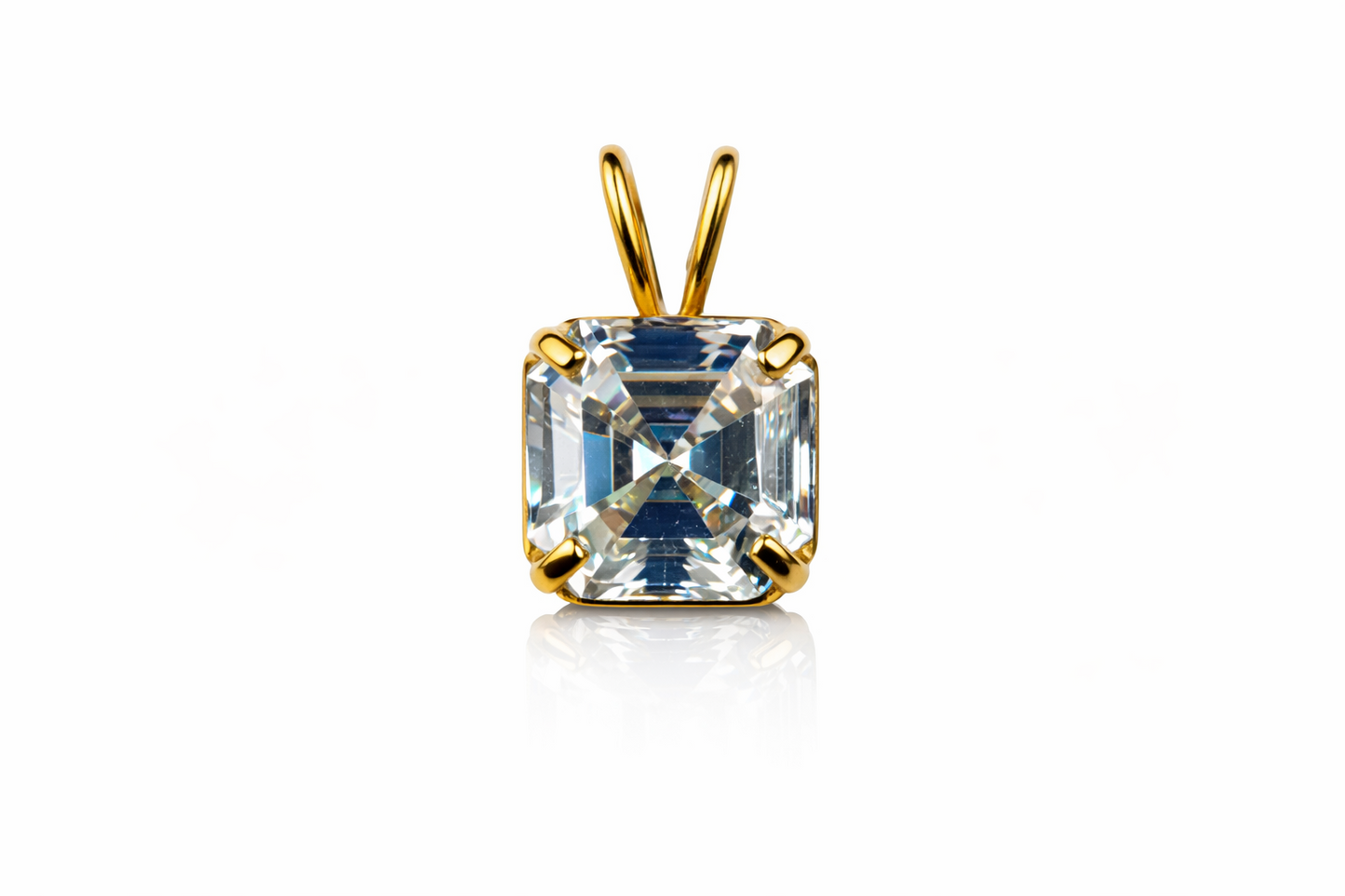 14k Yellow/ White/ Gold Asscher Cut CZ Pendant