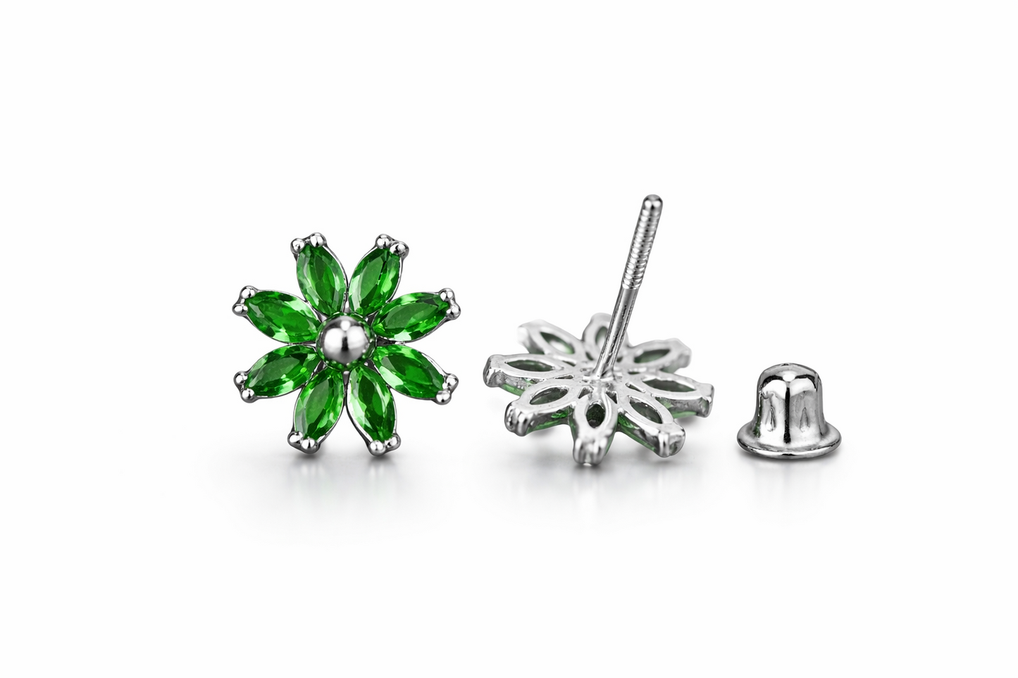 14k Yellow and White Gold CZ Birthstone Flower Stud Earring