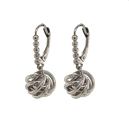 14k Yellow and White Gold Love Knot Leverback Earrings