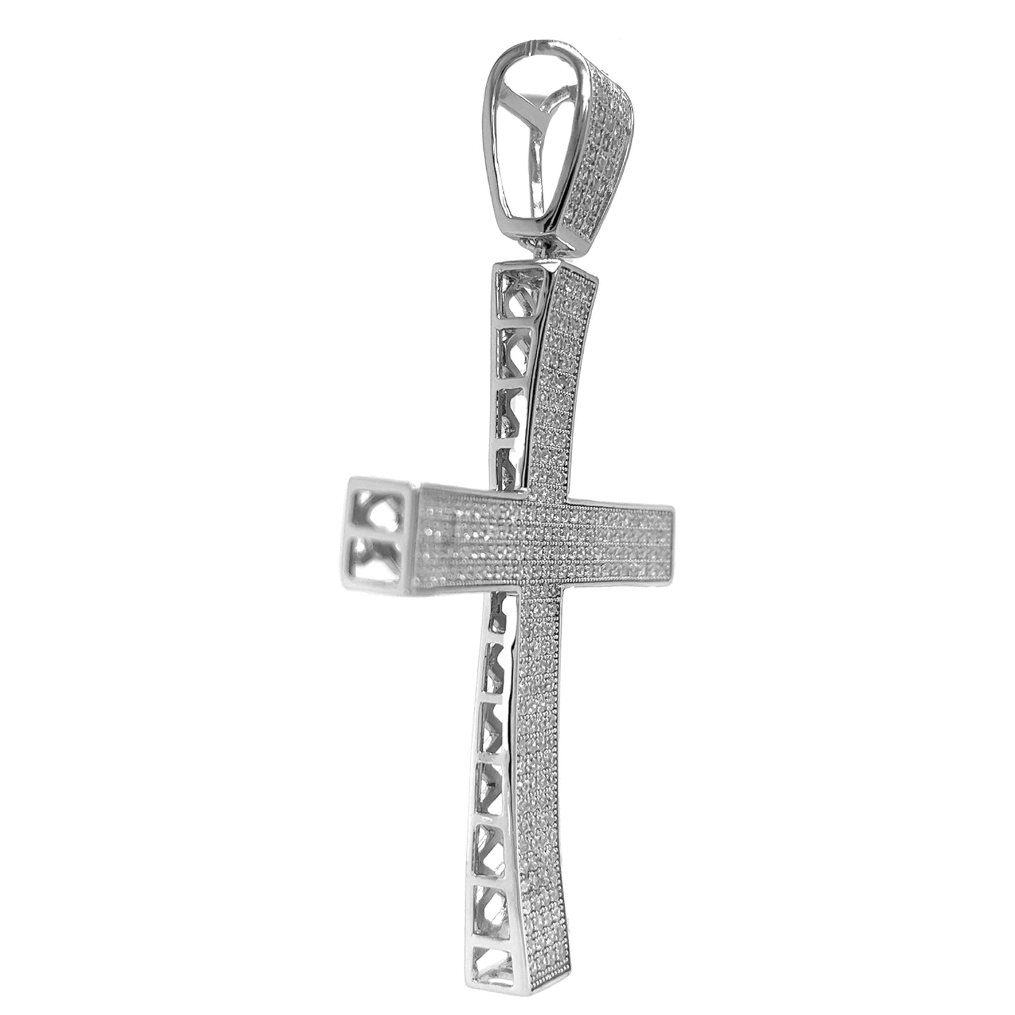 925 Sterling Silver Charm Cross Pendant with CZ  for Men and Women