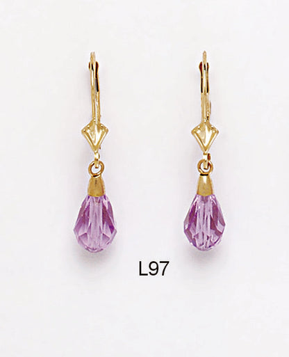 14k Yellow Gold Tear Drop Dangle leverback Earrings