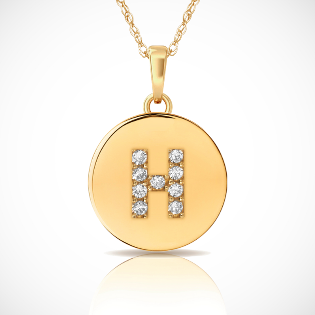 14k Yellow / White & Rose Gold Letter Initial CZ Pendant For Women
