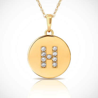 14k Yellow / White & Rose Gold Letter Initial CZ Pendant For Women