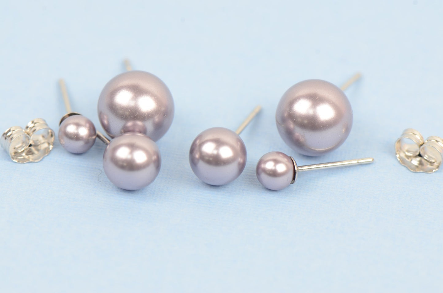 925 Sterling Silver Swarovski Purple Pearls Stud Earrings for Women