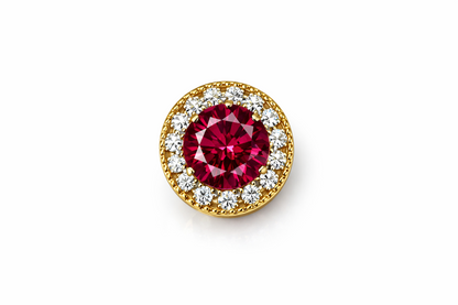 14k Yellow Gold Halo Round Pendant