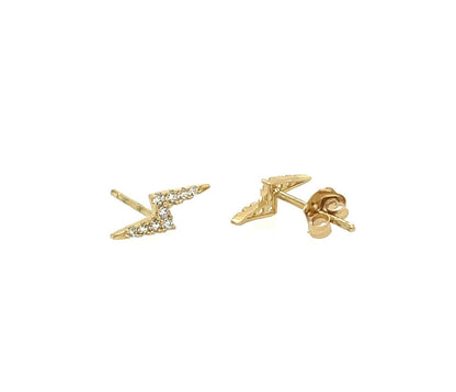 14K Yellow/White/Rose Cz lighting Bolt with Push Backs