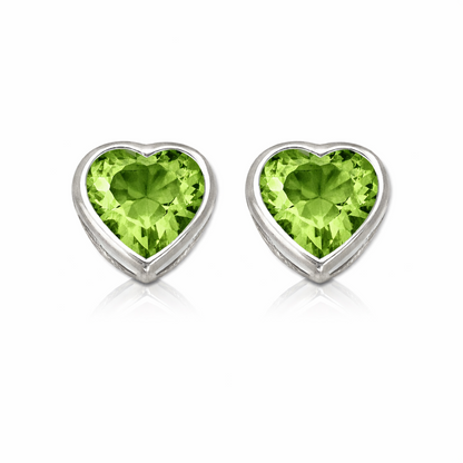 14K Solid White Gold Heart Stud Earrings Birthstone 3MM X 3MM