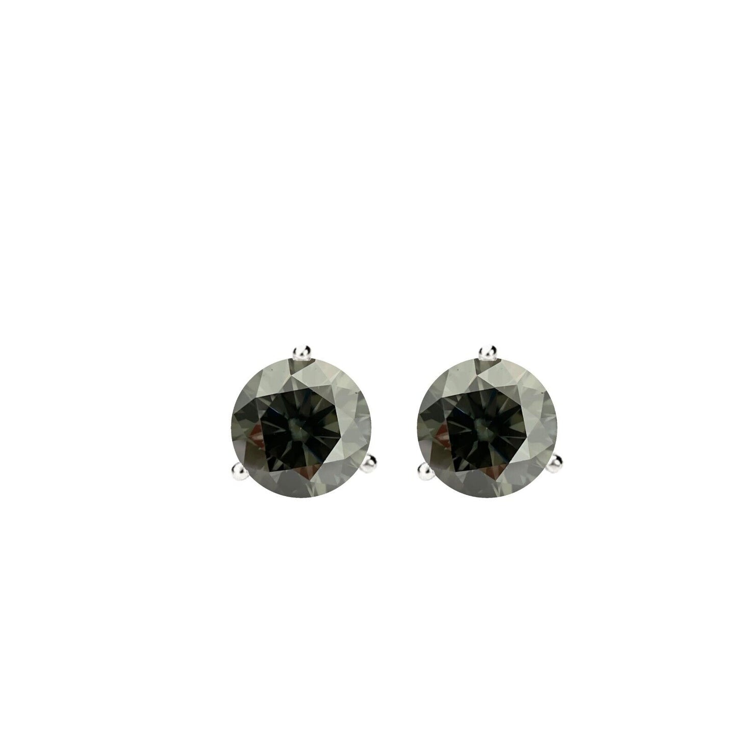 14K Gold GRA CertifiedD-VVS1 Grey Moissanite ScrewBack Stud Earrings