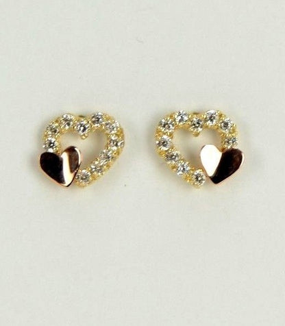 14K White or Yellow Gold Heart Shape CZ Stud Earrings