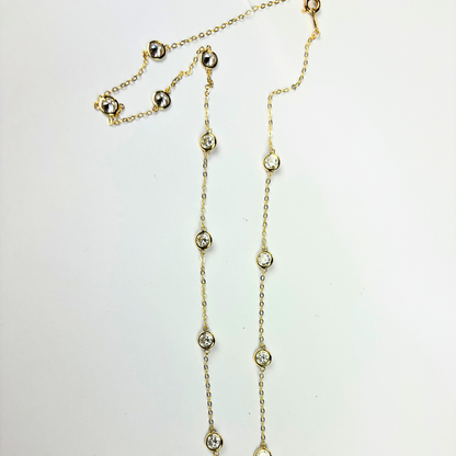 14k  Gold Cubic Zirconia CZ by the yard 16'' up to 42" Necklace