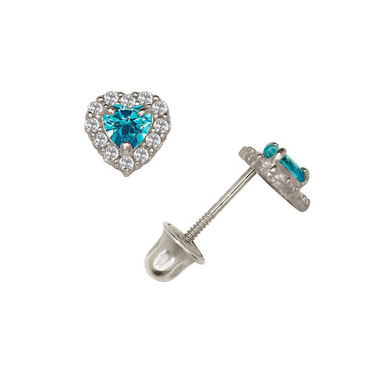 14K Yellow & White Gold Small Gorgeous CZ Heart Shaped Stud Earrings for Women